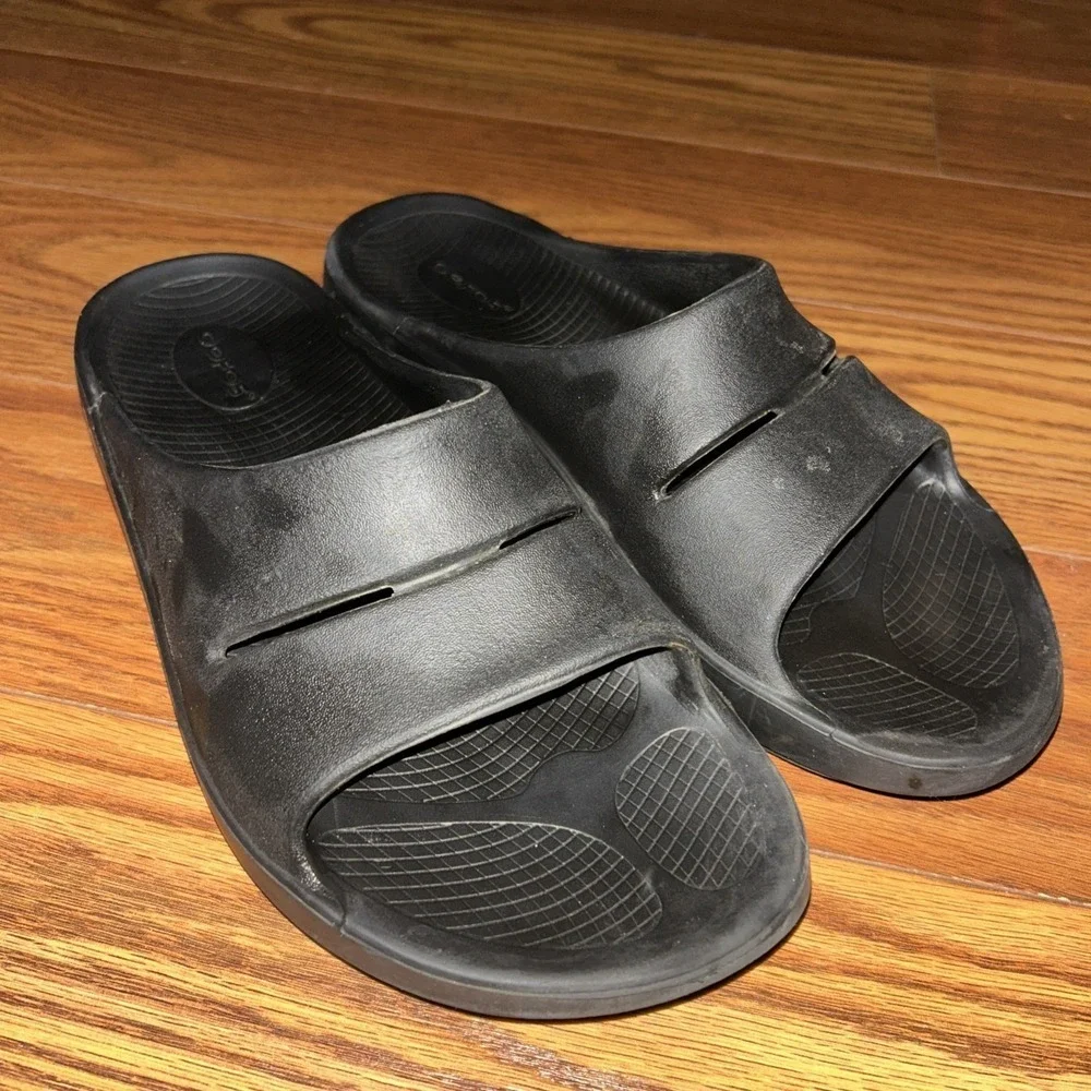OOFOS Ooahh Slide Recovery Comfort Sport Sandal Black Unisex‎ Size M11 W13